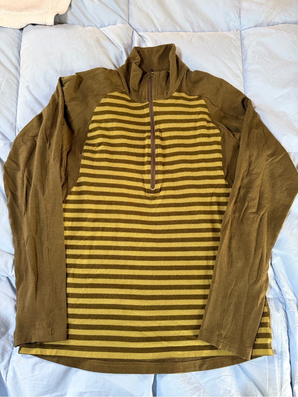 Men's Patagonia Half-Zip Merino Mid-Weight Baselayer- Olive/Brown